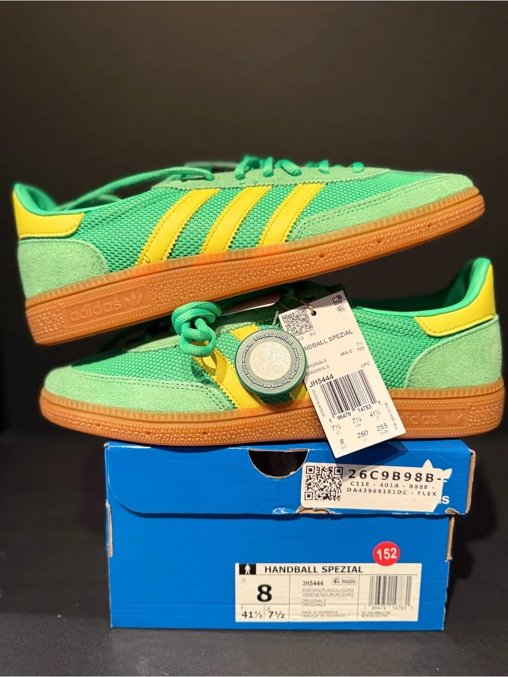 adidas Men’s Handball Spezial Sneakers in Green/Yellow 8M